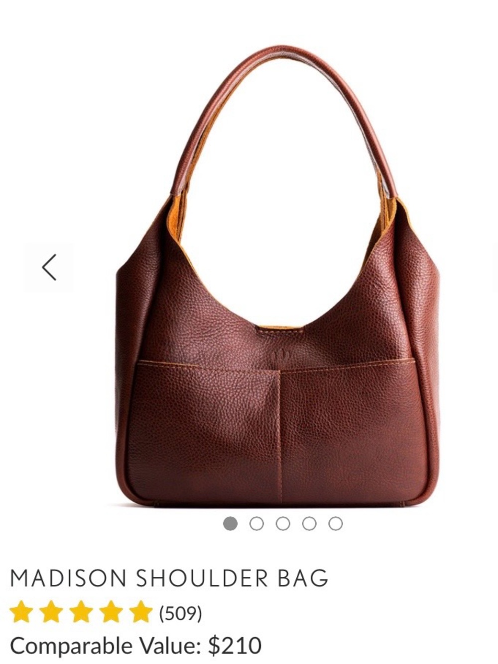 PORTLAND LEATHER COMPANY MEDIUM MADISON SHOULDER BAG IN NUTMEG - Picture 4 of 14